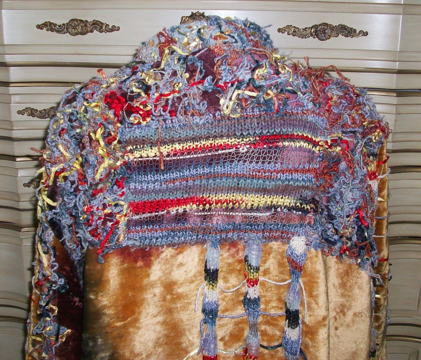 Vintage Designer SANDY STARKMAN Women’s Boho Mixed Media Cotton Rayon Jacket XL