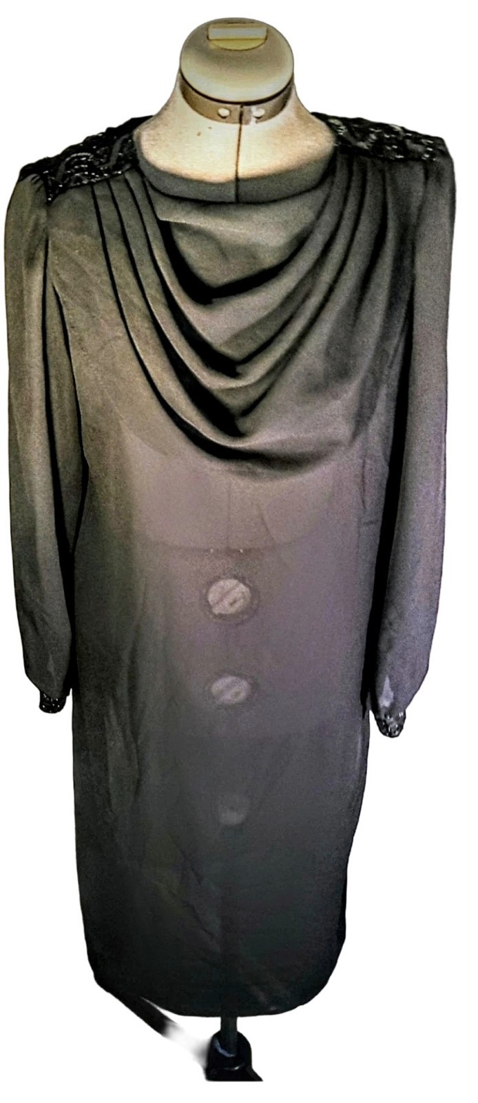 Vintage Toni Todd Black Draped Tunic / Dress Size M