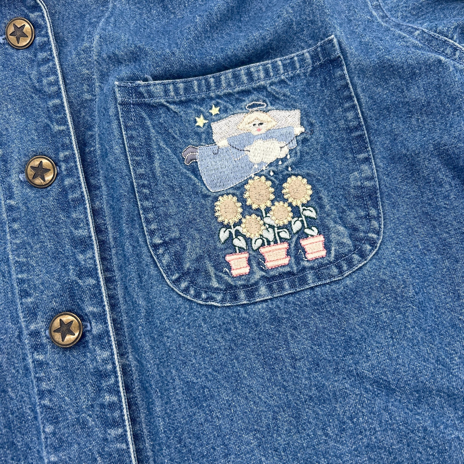 Vintage 90s Denim Chore Jacket Christopher Banks Grandma Core Cottage Medium