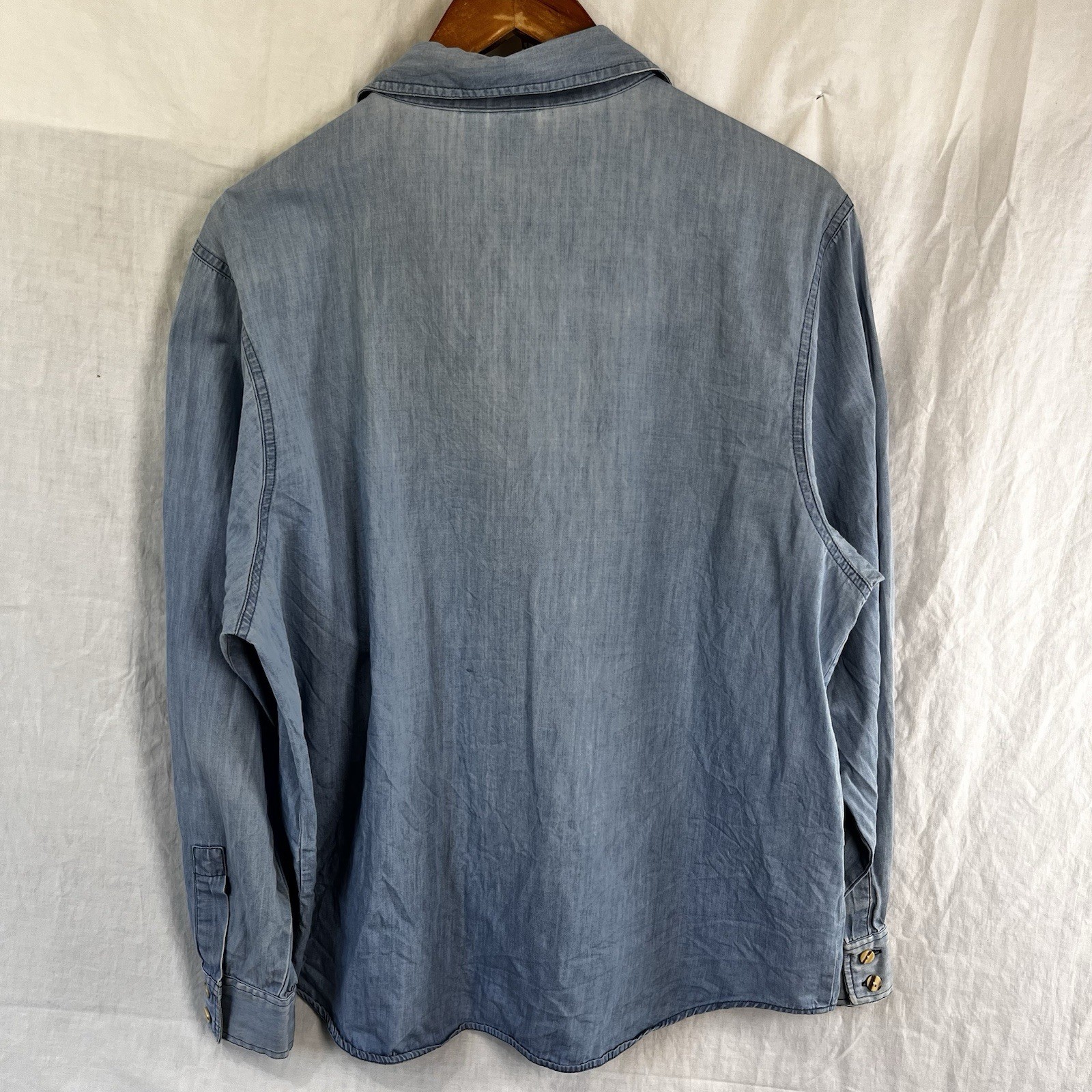 Hammerschmid Vintage Chambray Shirt Womens Size 40 German Cotton Embroidered