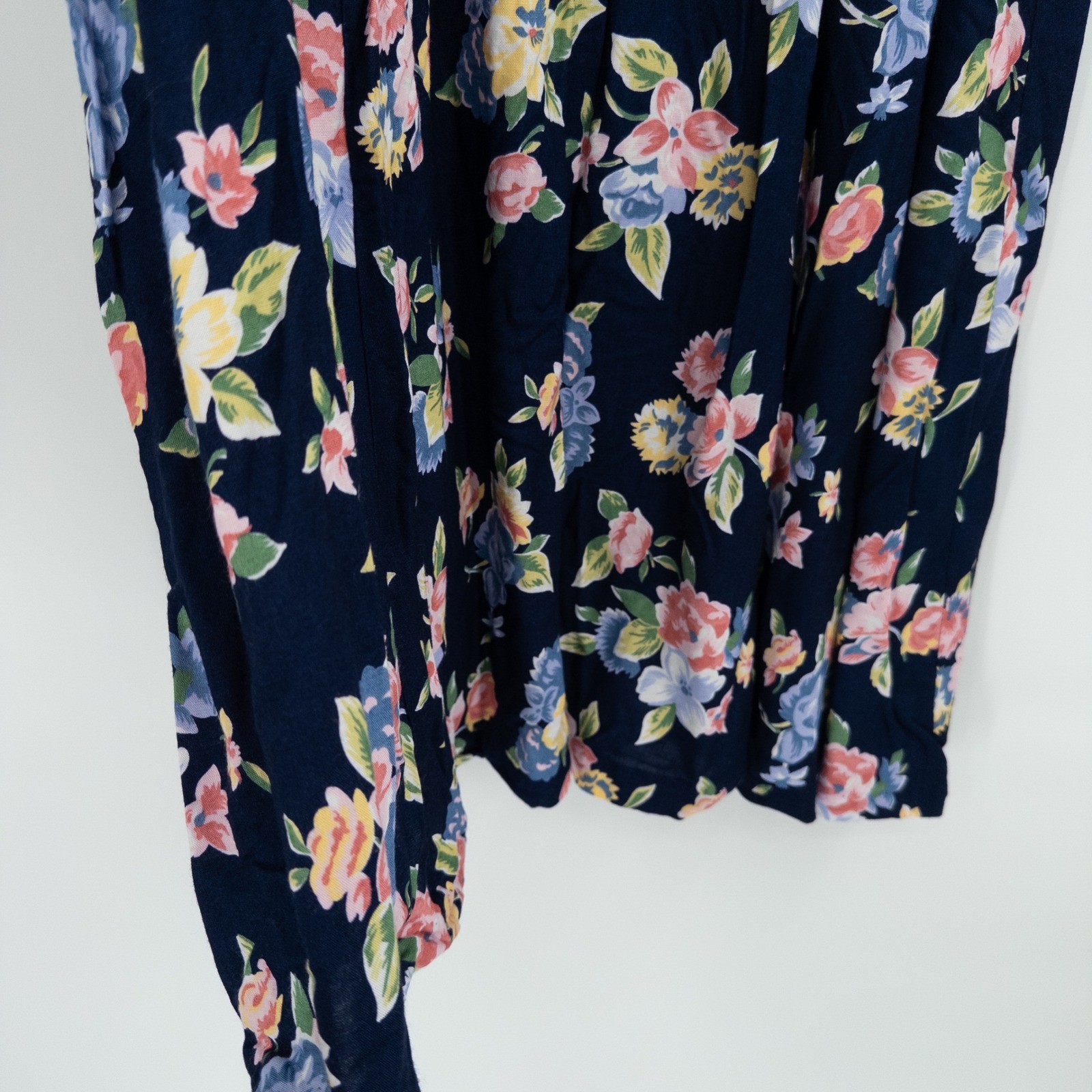 Vintage 90s Floral Midi Skirt Womens Medium Navy Blue Miss Honey Butter Mom