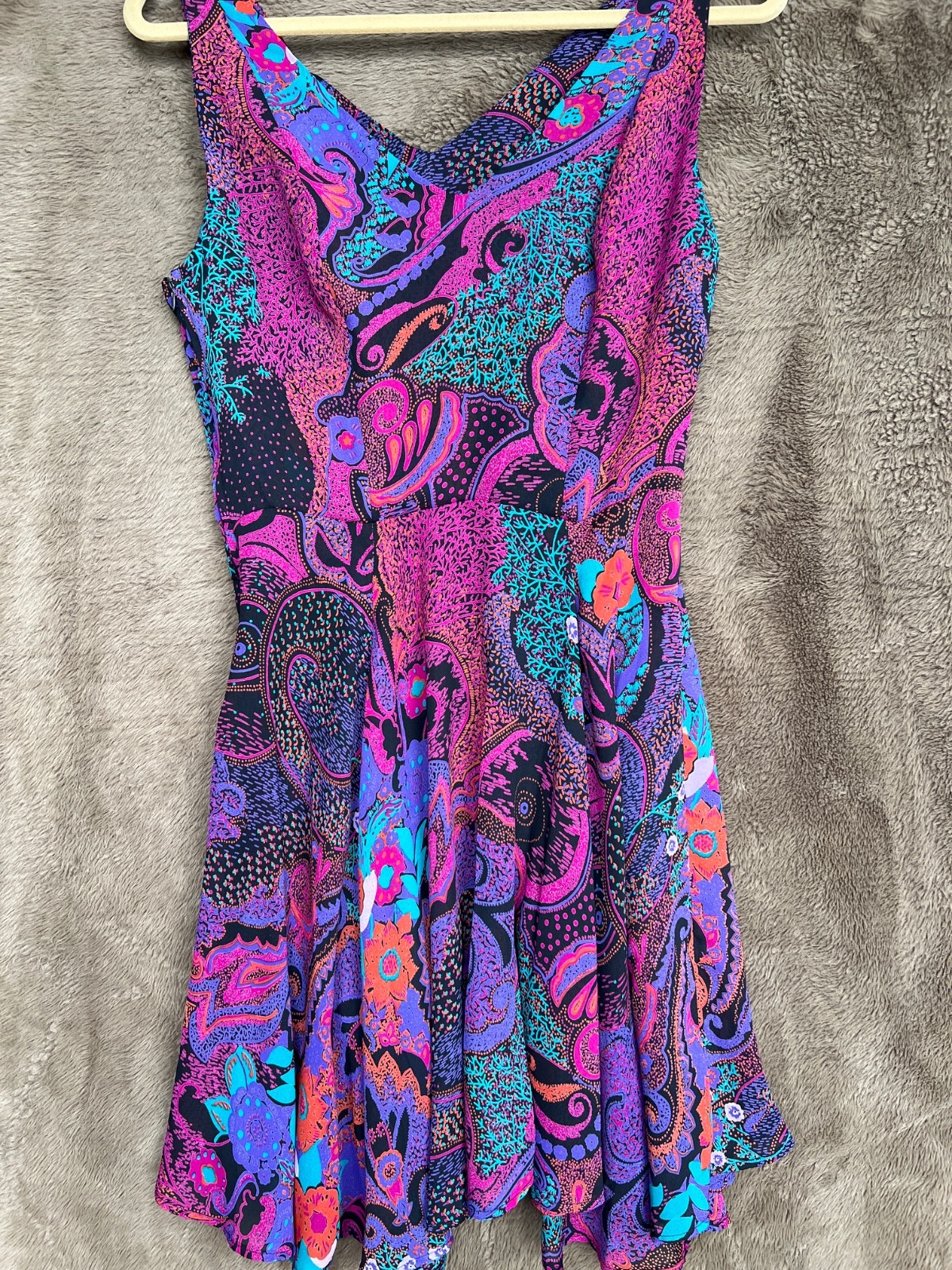 Vintage 90s BCBG Paris Sheer Paisley Dress sz Small Made in USA