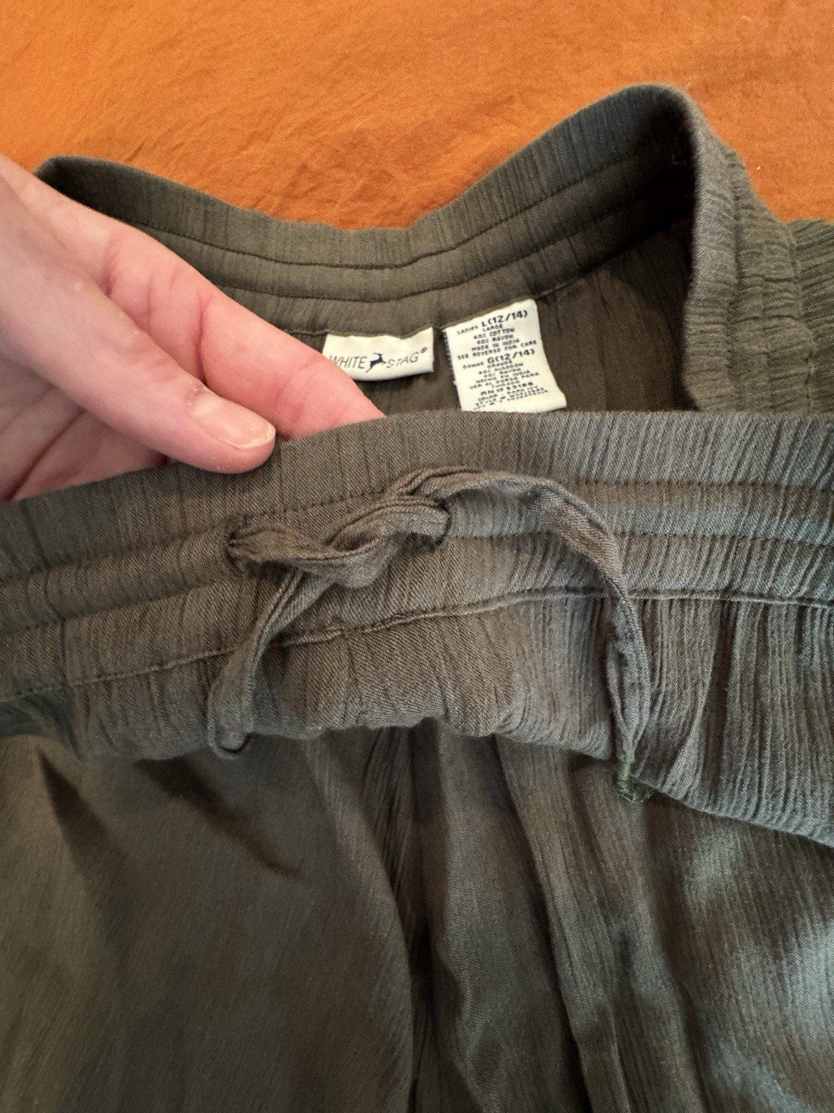 Sz L XL Vintage Olive Green Broom Stick Maxi Skirt Gauze Ruffled Full Peasant