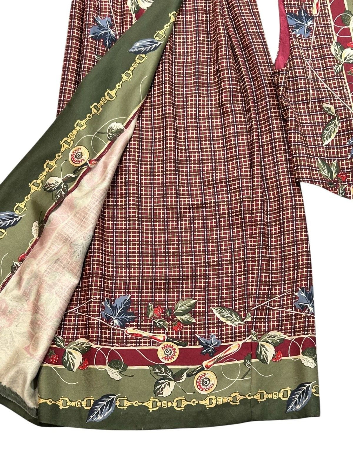 VTG David Brooks Womens Size 4 Plaid Skirt & Vest Set W Floral Details Wrap Zip