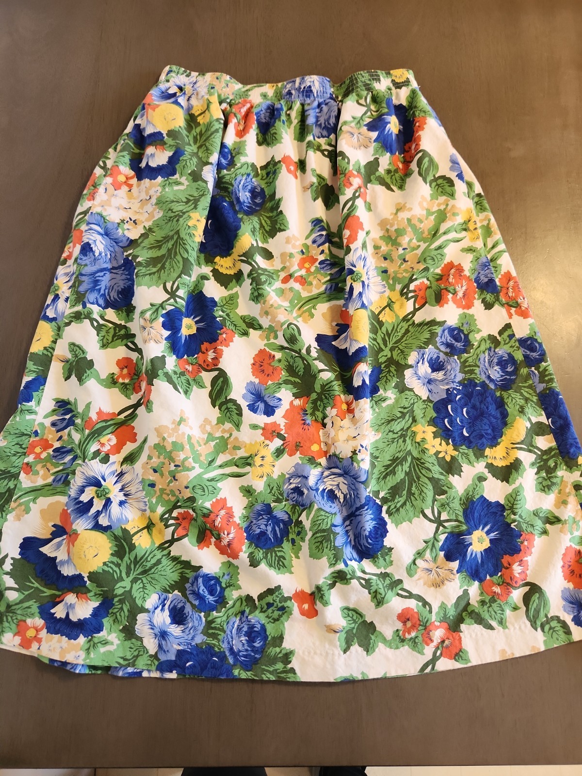 Vintage 80s Floral Skirt Jeri Marque Size 16 Cotton Blend Midi Cottagecore Boho
