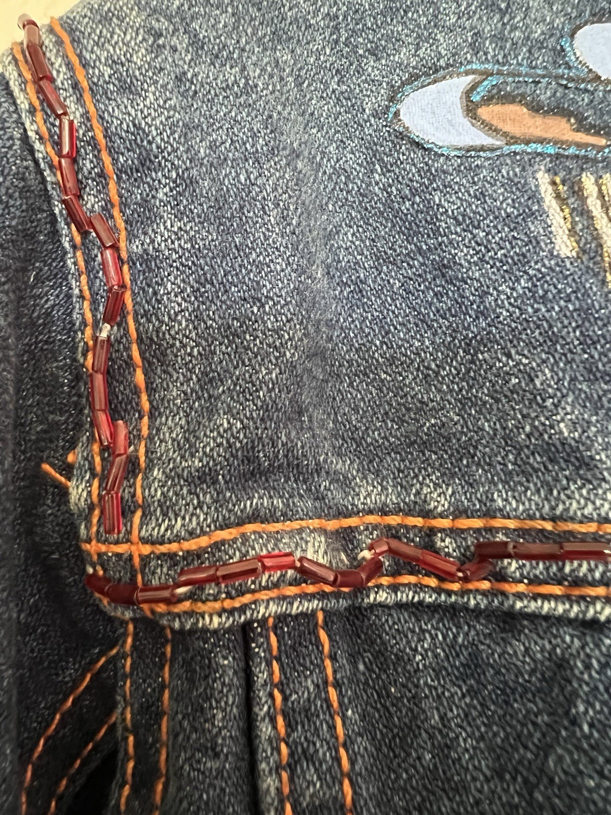 VTG Artist signed & handpainted native american denim jacket. Medium,embellished
