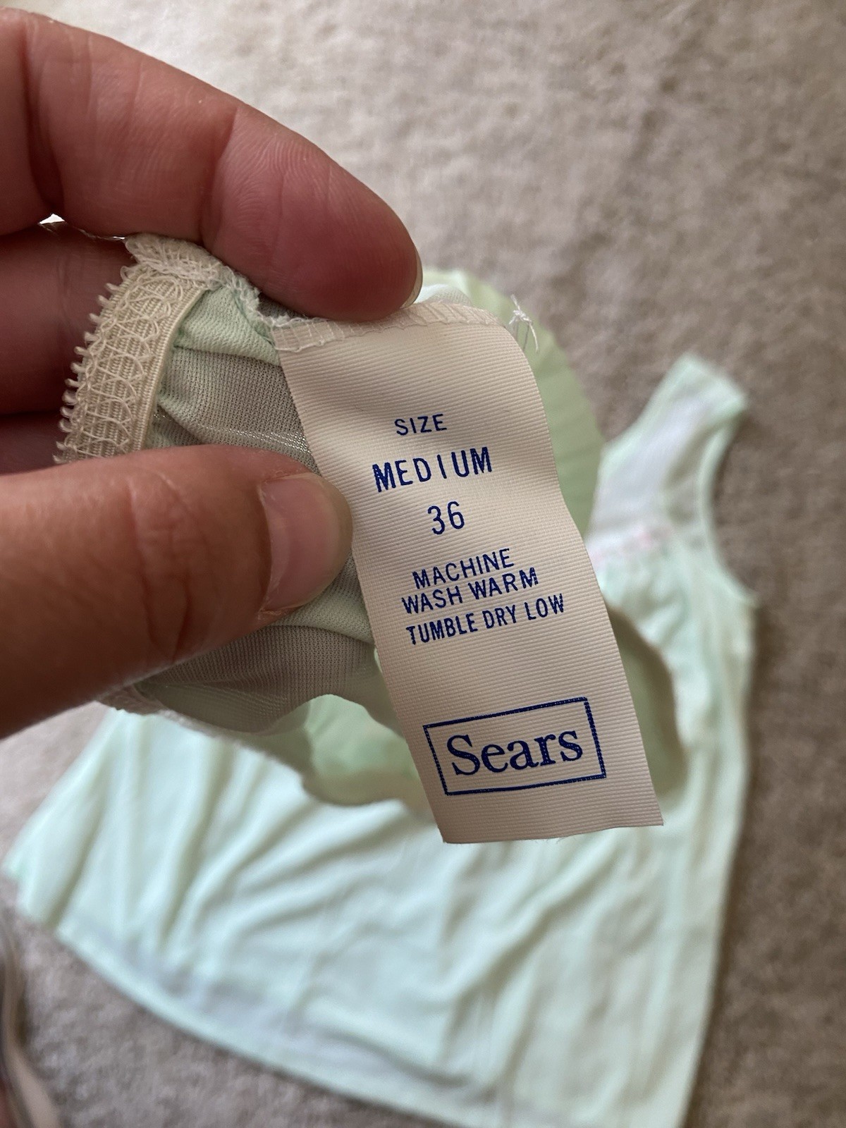 VTG Sears Mint Green Nightgown Babydoll Lingerie Matching Panty Set Sz Medium 36