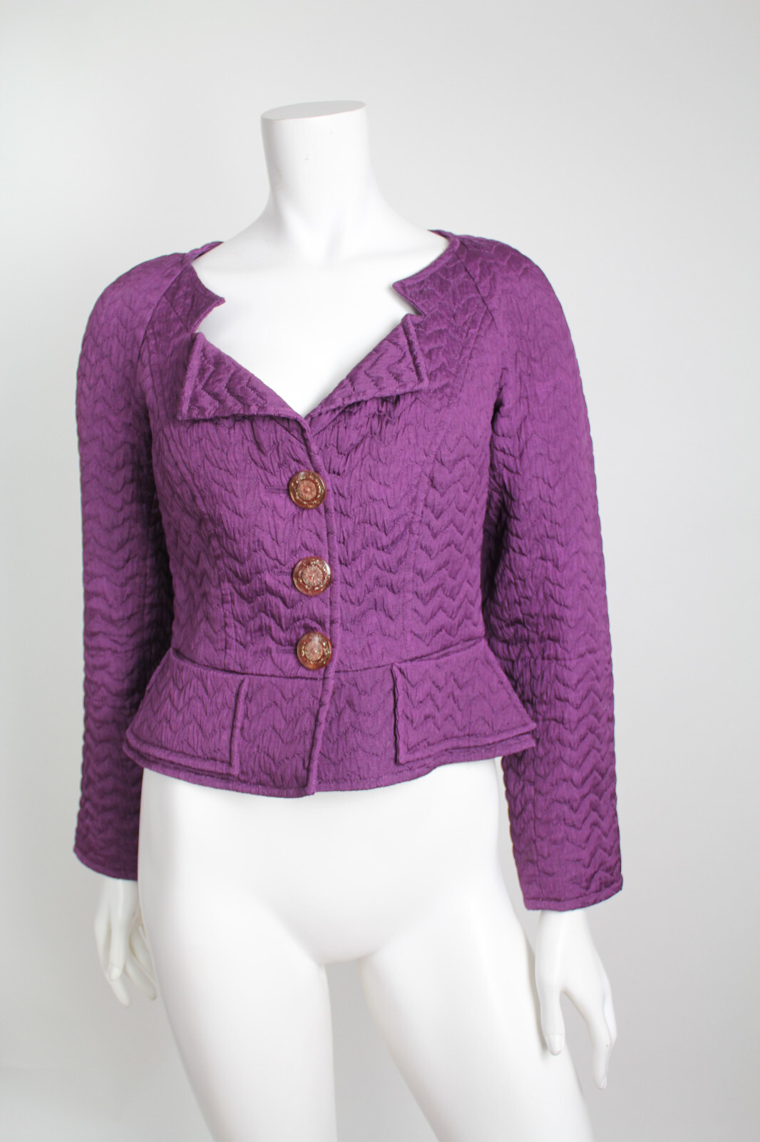 Vtg CHRISTIAN LACROIX Quilted Purple Jacket Blazer 1990s Silk Wool Blend 38 FR
