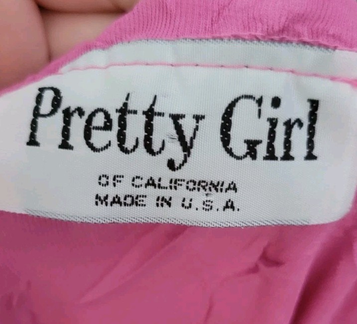 VTG Pretty Girl of Ca Hot Pink Cold Shoulder, Off Shoulder Ruffled Top XL