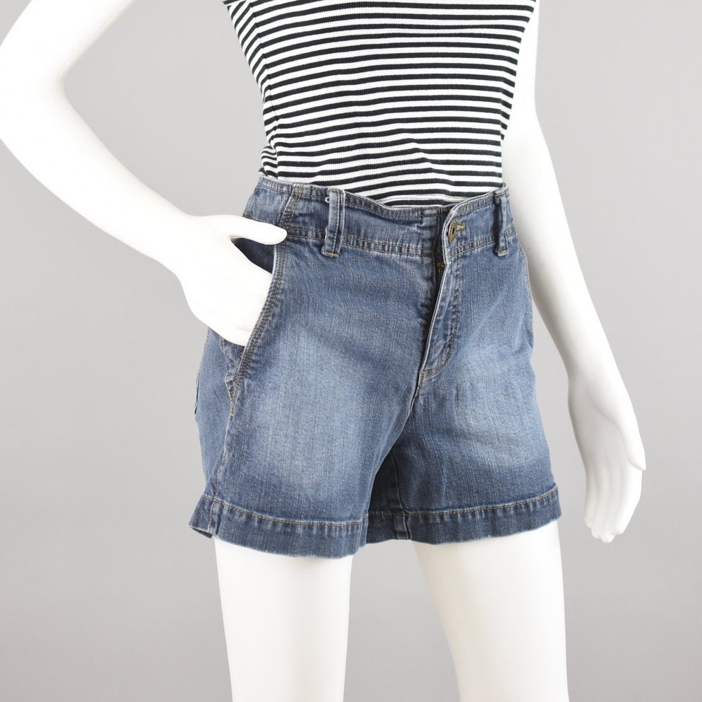 Y2K Faded Glory Utility Jean Shorts, Women’s Size 10, 32″ Waist