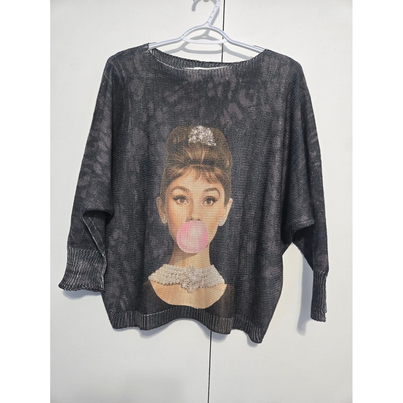 Brand Bazar Audrey Hepburn Bubble Gum Lightweight Knit Sweater One Size Plus