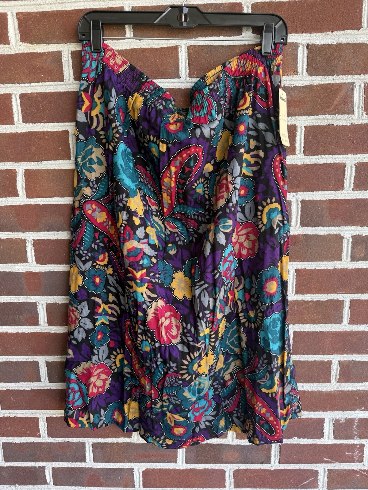 Vintage 80s 90s Donnkenny Floral Paisley Midi Skirt NWT Size M Rayon Made in USA