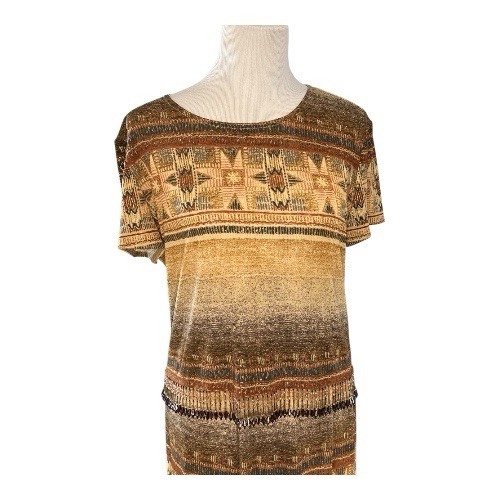 Vintage 90’s Aztec Beaded Boho Skirt & Top Size 12 Joseph Ribkoff