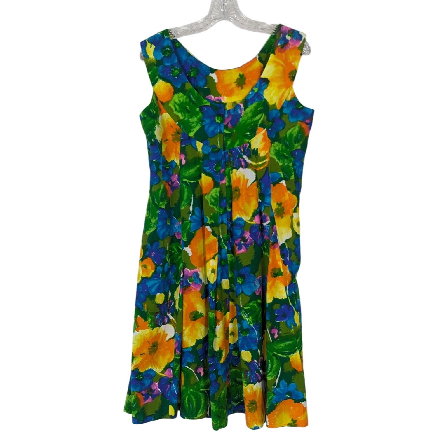 THE HOUSE of MUUMUUS sleeveless A-line Hawaiian colorful Floral Vintage dress L