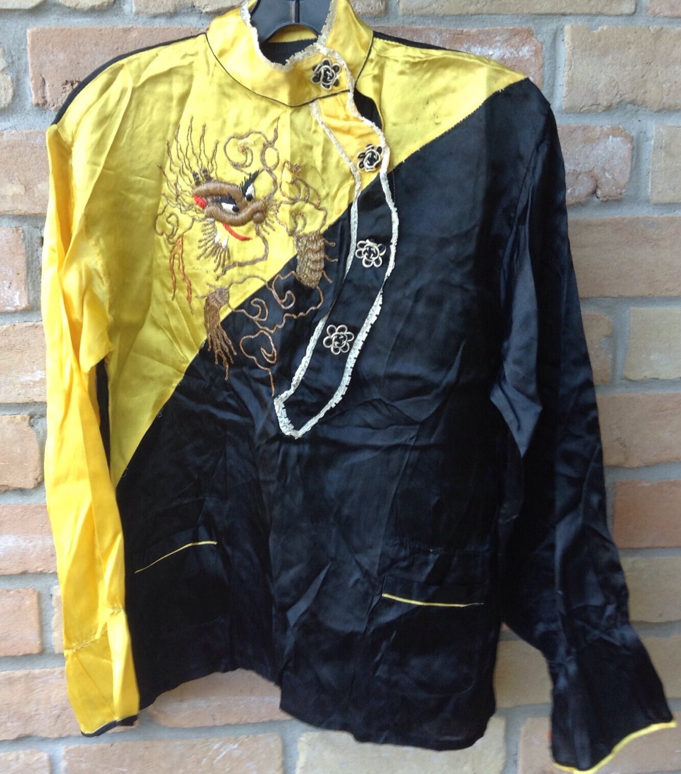 VTG 30s/40s? Multicolor Dragon Blouse Shirt Sz M? Design Study DAMAGED As-Is