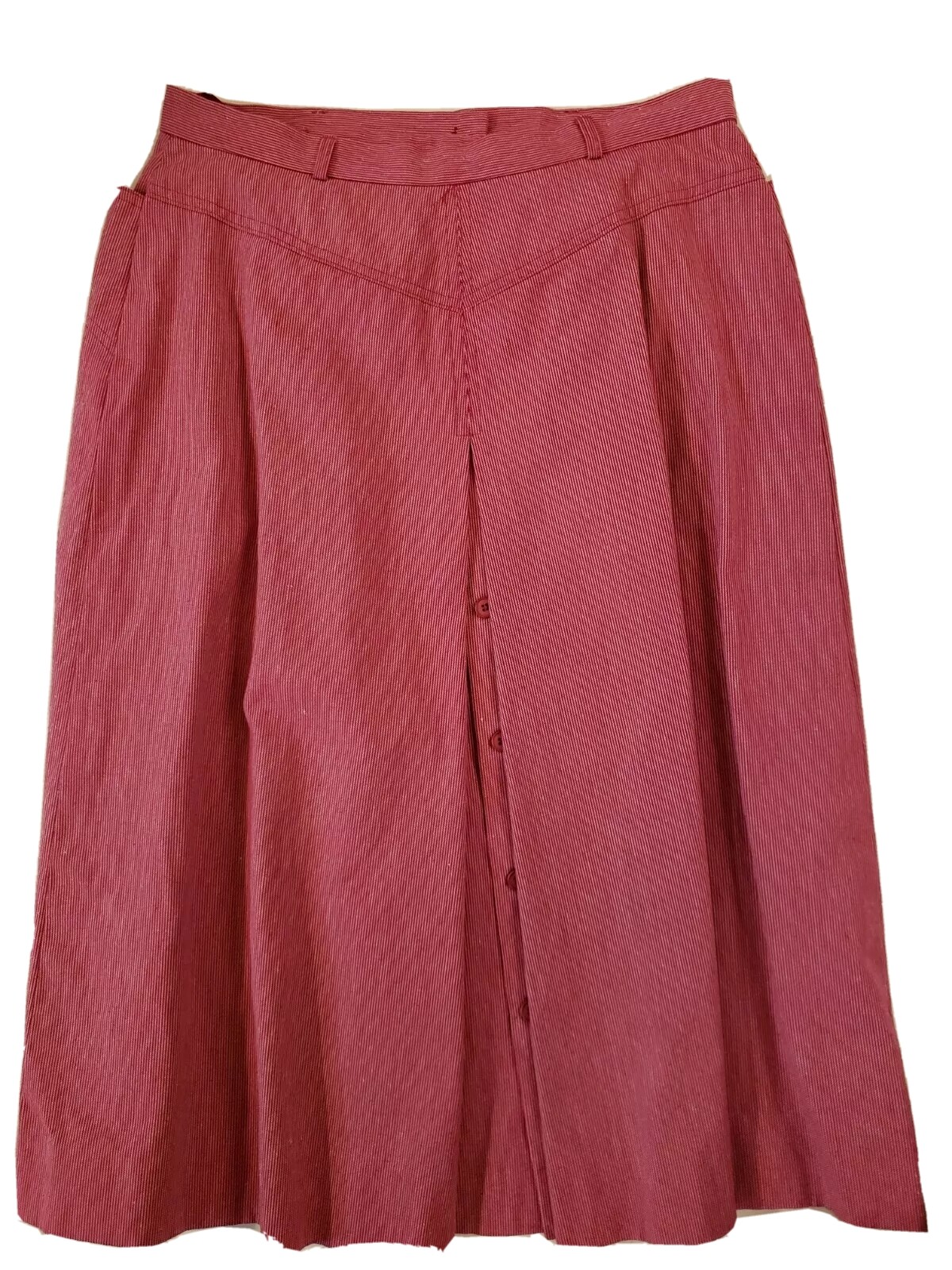 Vintage Guy Laroche Diffusion Pink White Pinstripe Button Pleat Skirt Size 46 14