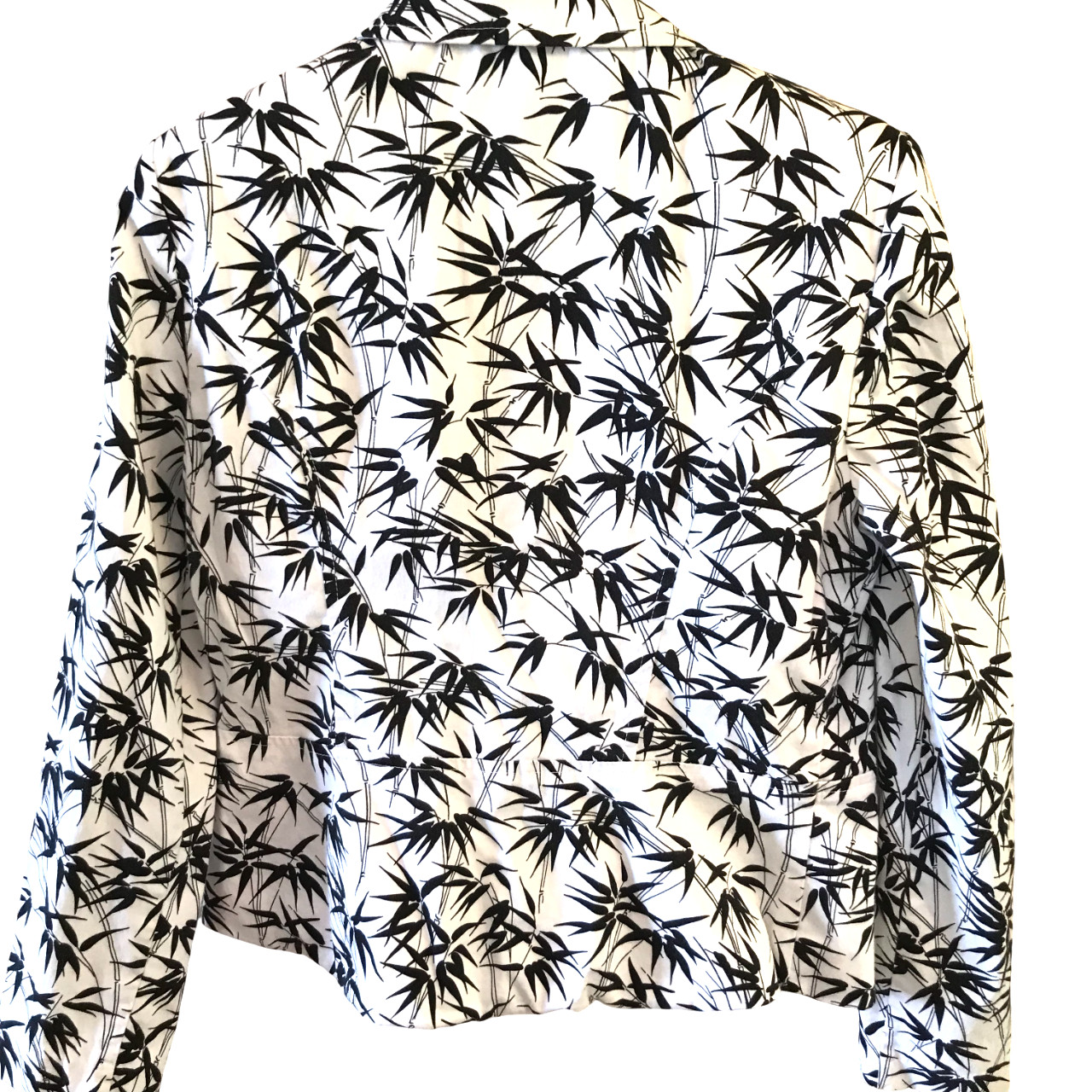 VTG 80s Joseph Ribkoff Blazer Button-Down Jacket, Black White Fern Print Size 8