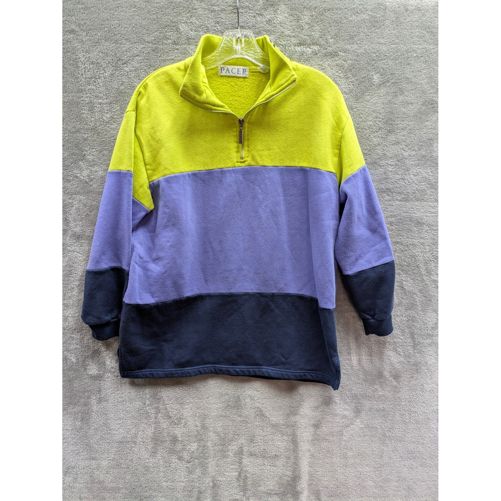 Vintage Colorblock Quarter Zip Sweatshirt Medium Retro 90s Streetwear Colorful