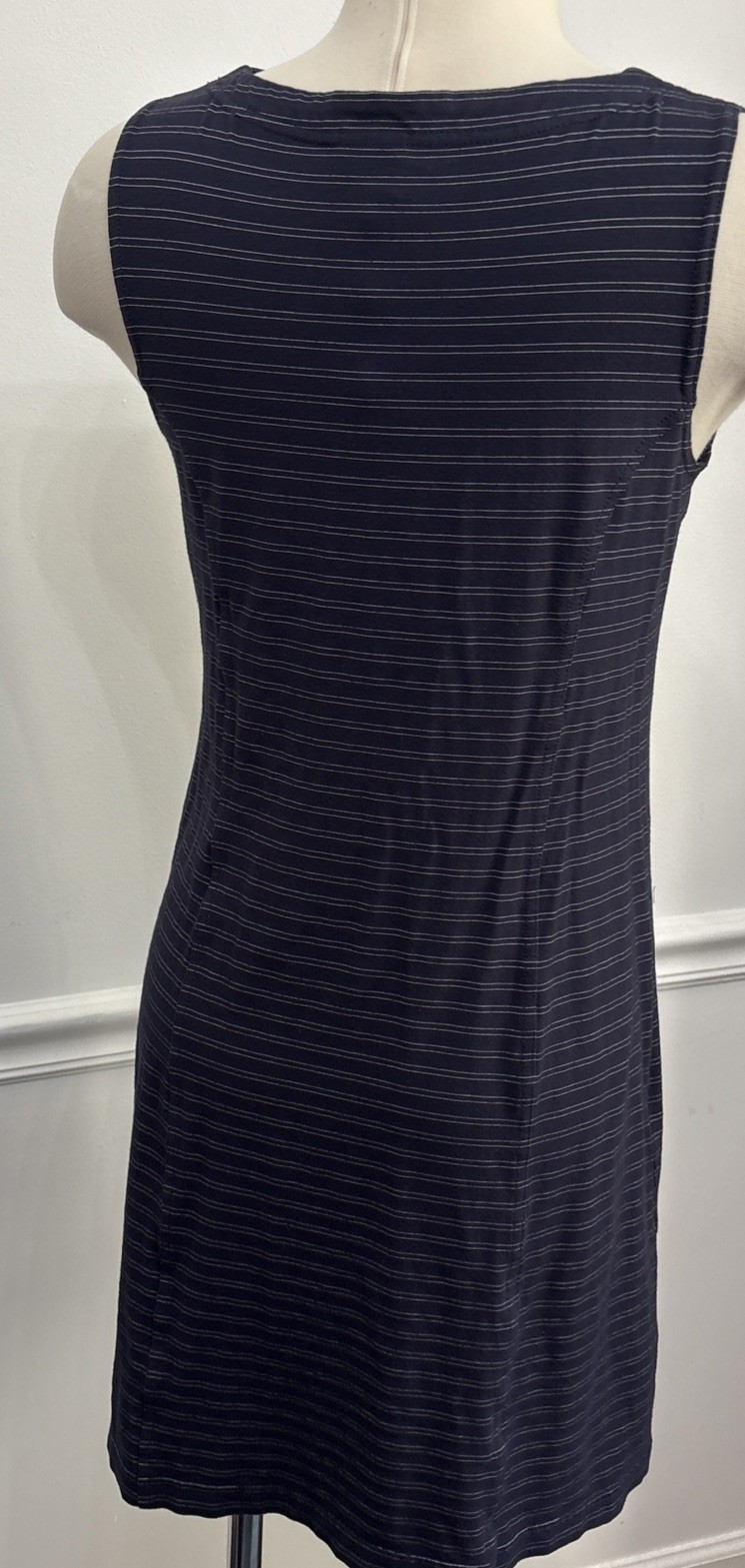 Vintage Lacoste Women Dress Summer Chic Navy & White Striped Sz40 Nautical