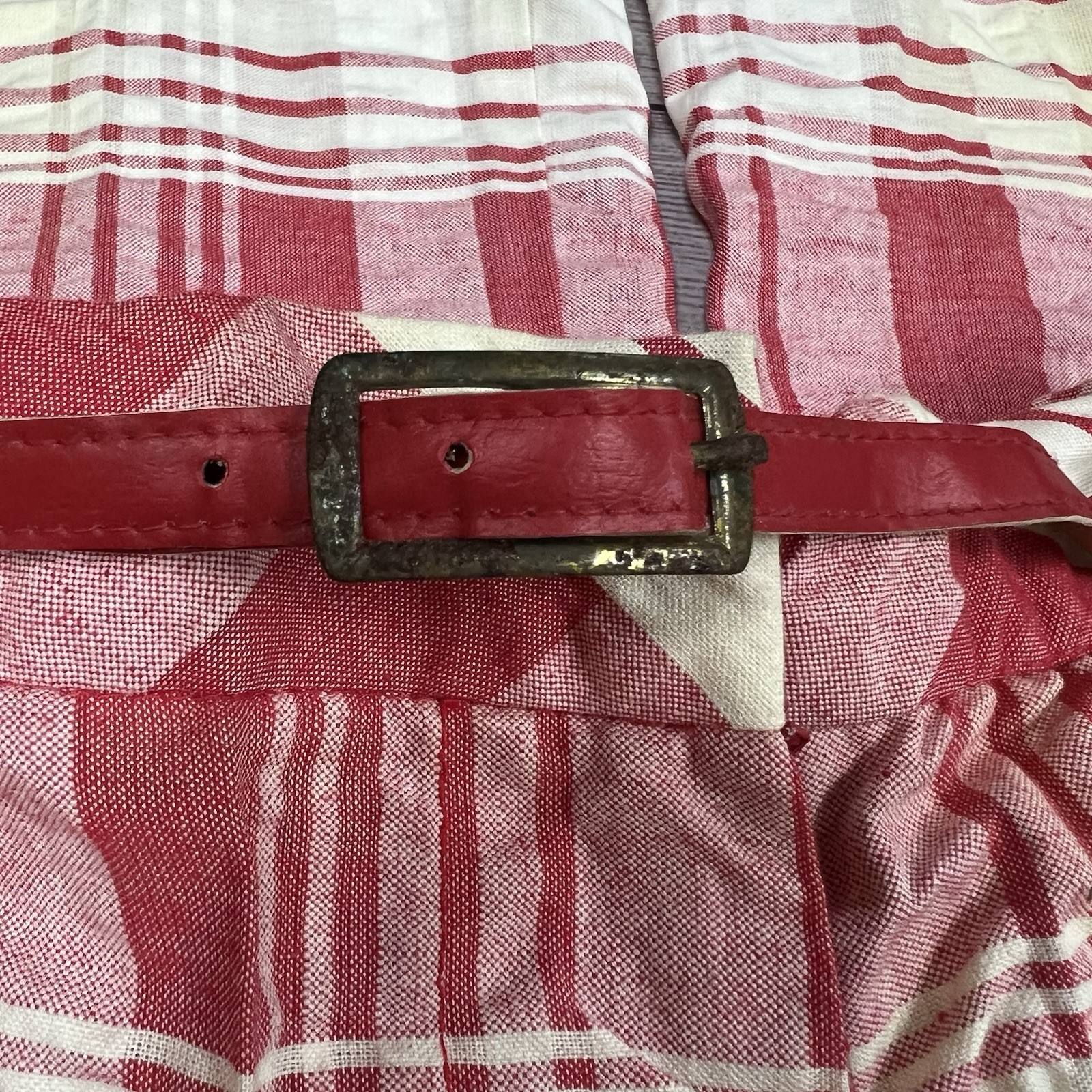 VINTAGE 60’s 70’s Tomboy Plaid Bell Bottom Pants Size 9 Red White Gingham USA