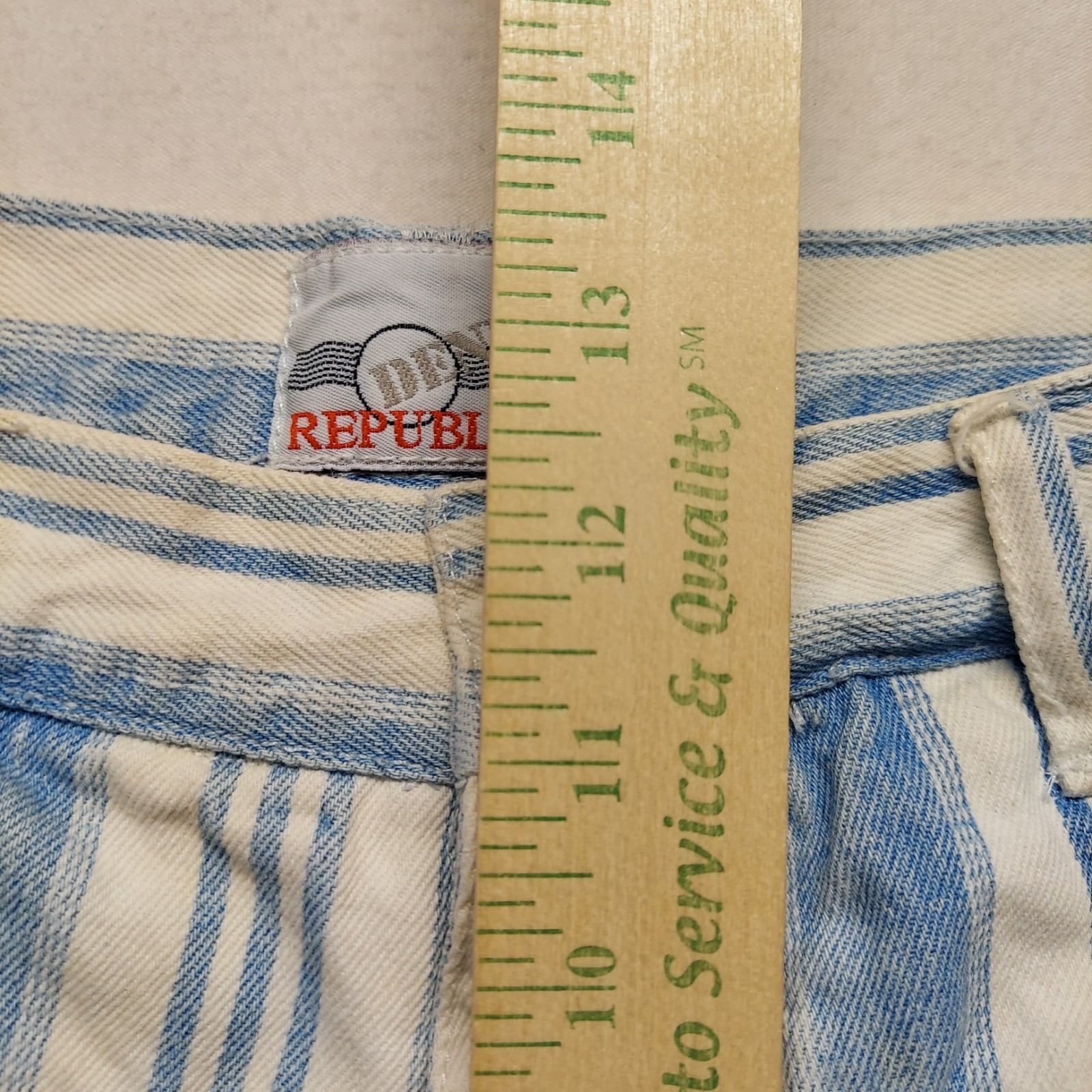 Vintage Denim Republic Jean Shorts Blue/White High Waist 13/14 Button-Fly