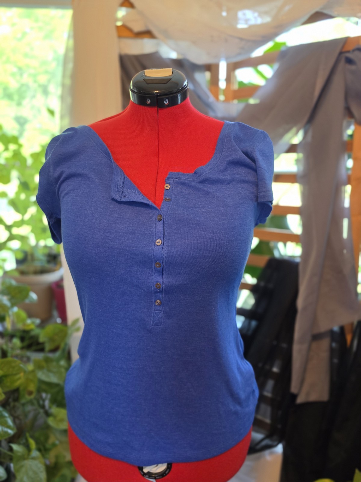 Y2K Vintage old navy womens henley tshirt blue Large