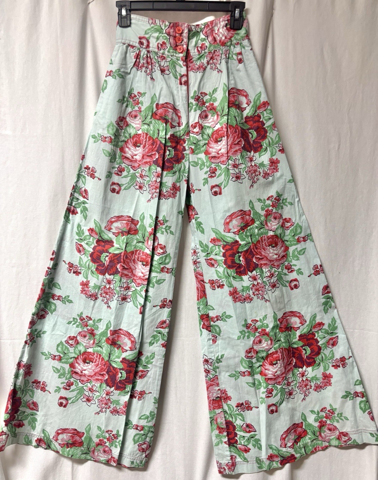 RARE Vintage Betsey Johnson Alley Cat 1970’s Light Blue Floral Pants Size 7/8