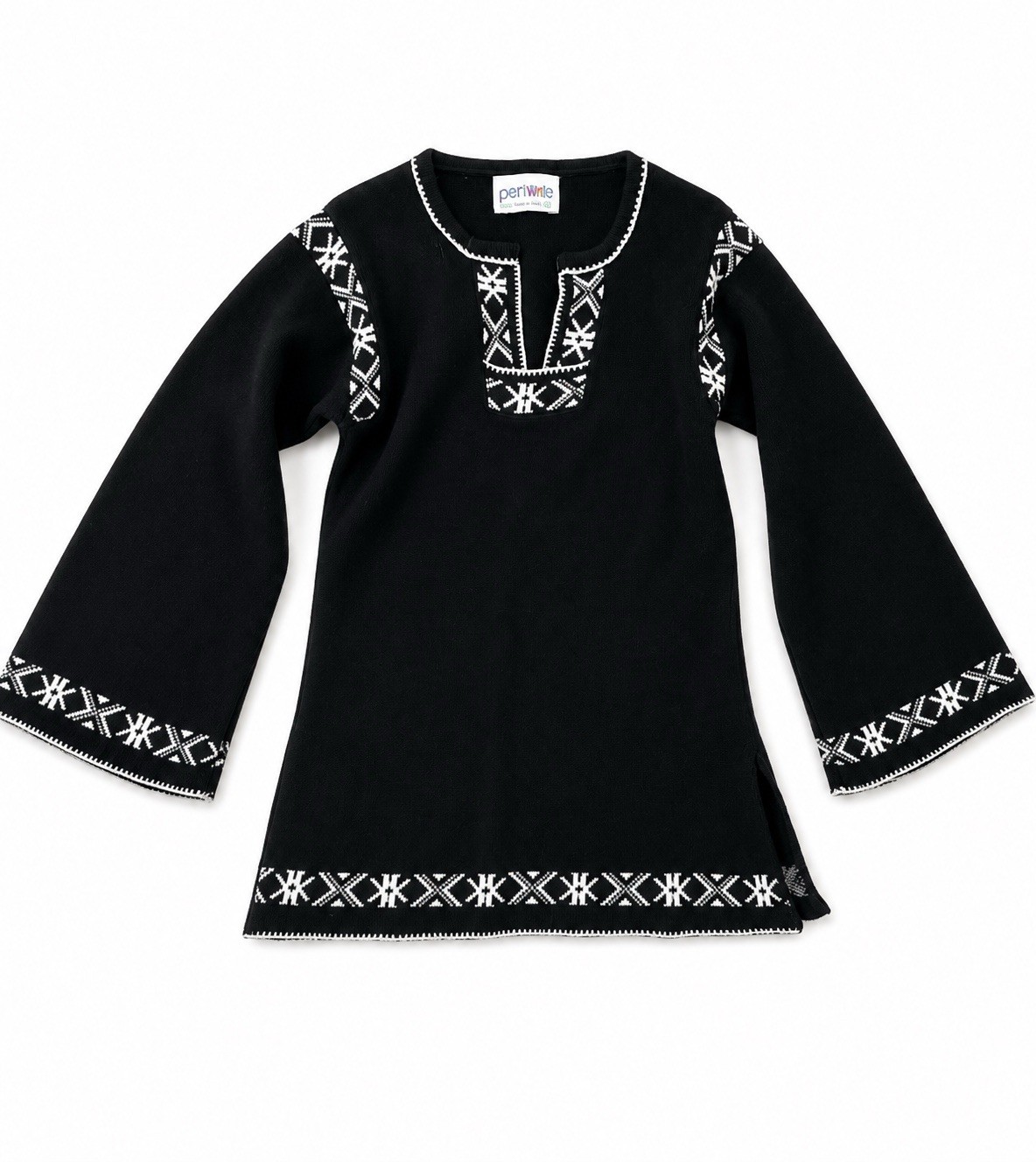 Vintage 1970’s Boho Hippie Penrose Black Bell Sleeve Tunic Sweater S XS