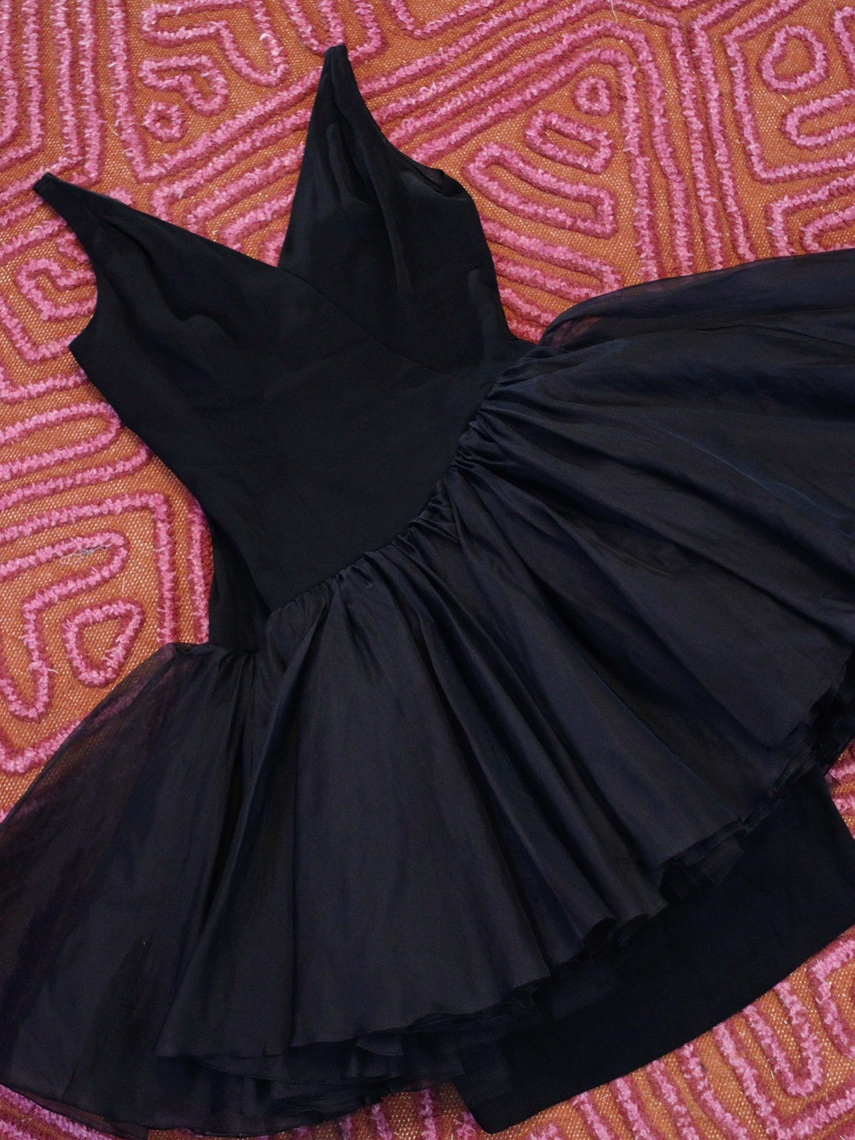 VTG 1950s 60s Mam’selle Ballet Tutu V Neck Cocktail Party Dress Betty Carol esk