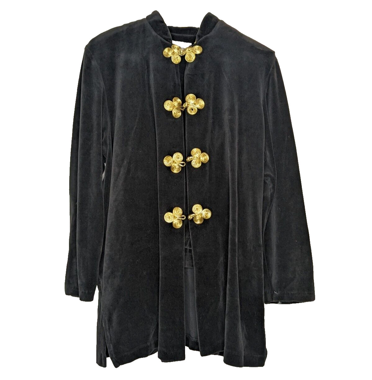 Vtg Ruth Norman New York Women’s Large Velour Suit Set Black Gold Toggle Closure