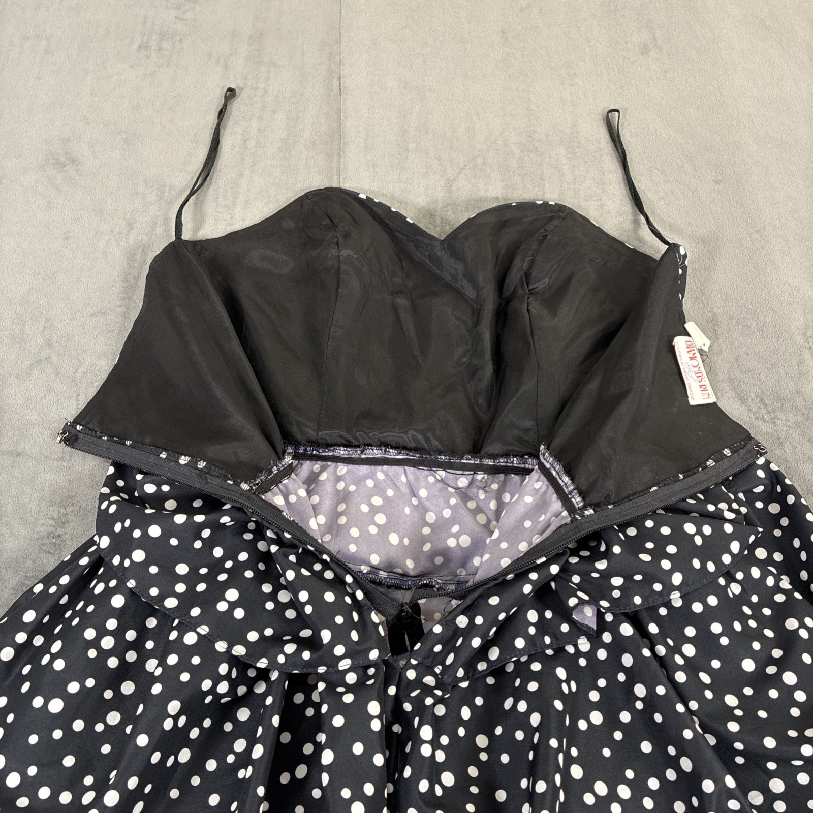 Vintage Diamond’s Run Wayne Diamond Strapless Polka Dot Ruffled Dress Sz. 11/12