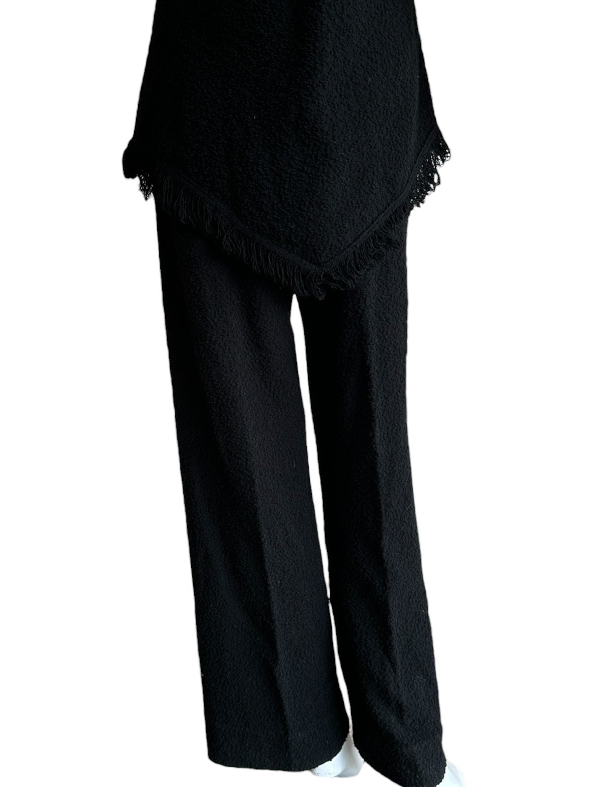 1960s Goldworm Italy Black Bouclé Knit Matching Set Mod Lounge Pant Suit