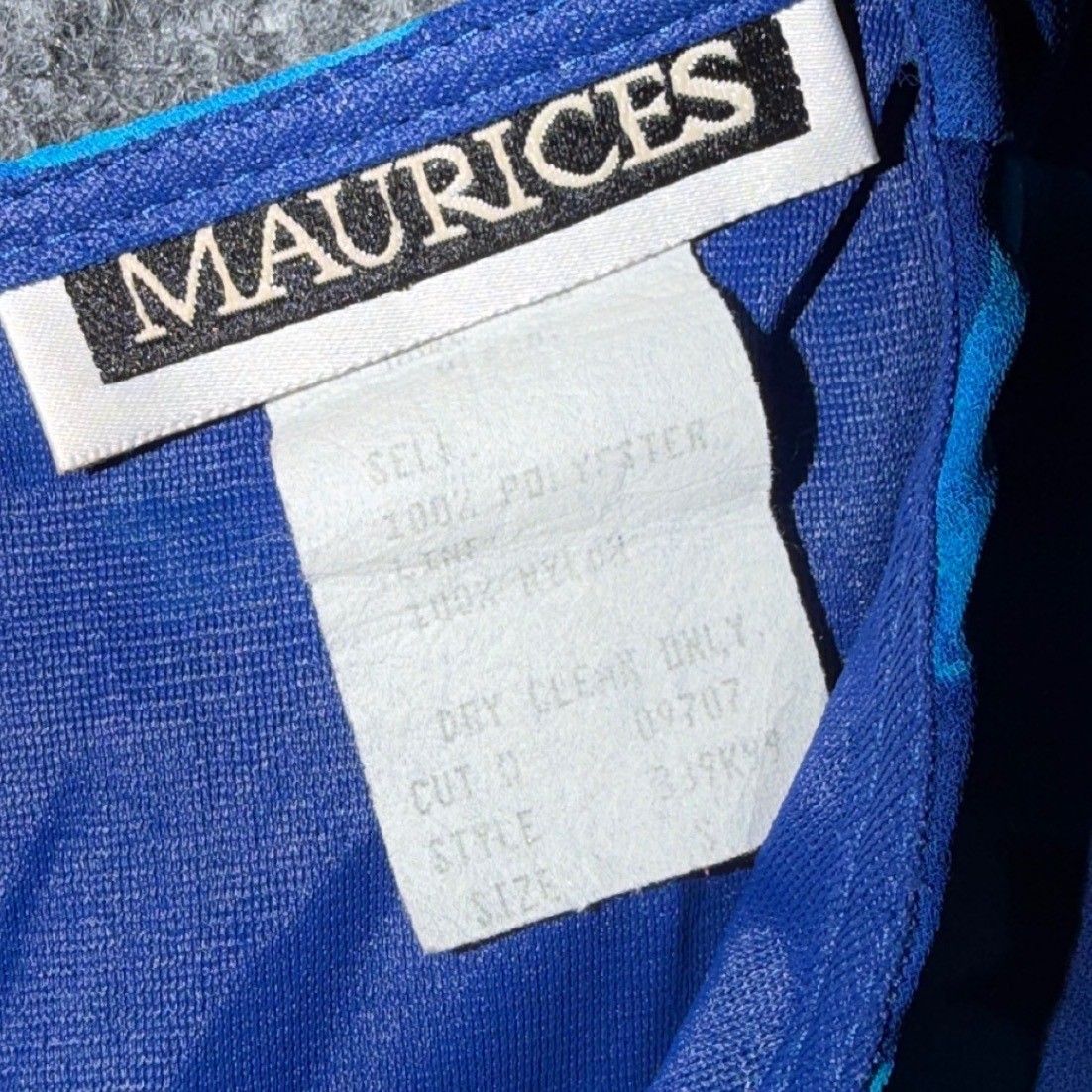 Vintage Maurices Blue Floral Maxi Dress Sleeveless Chiffon cottagecore boho S