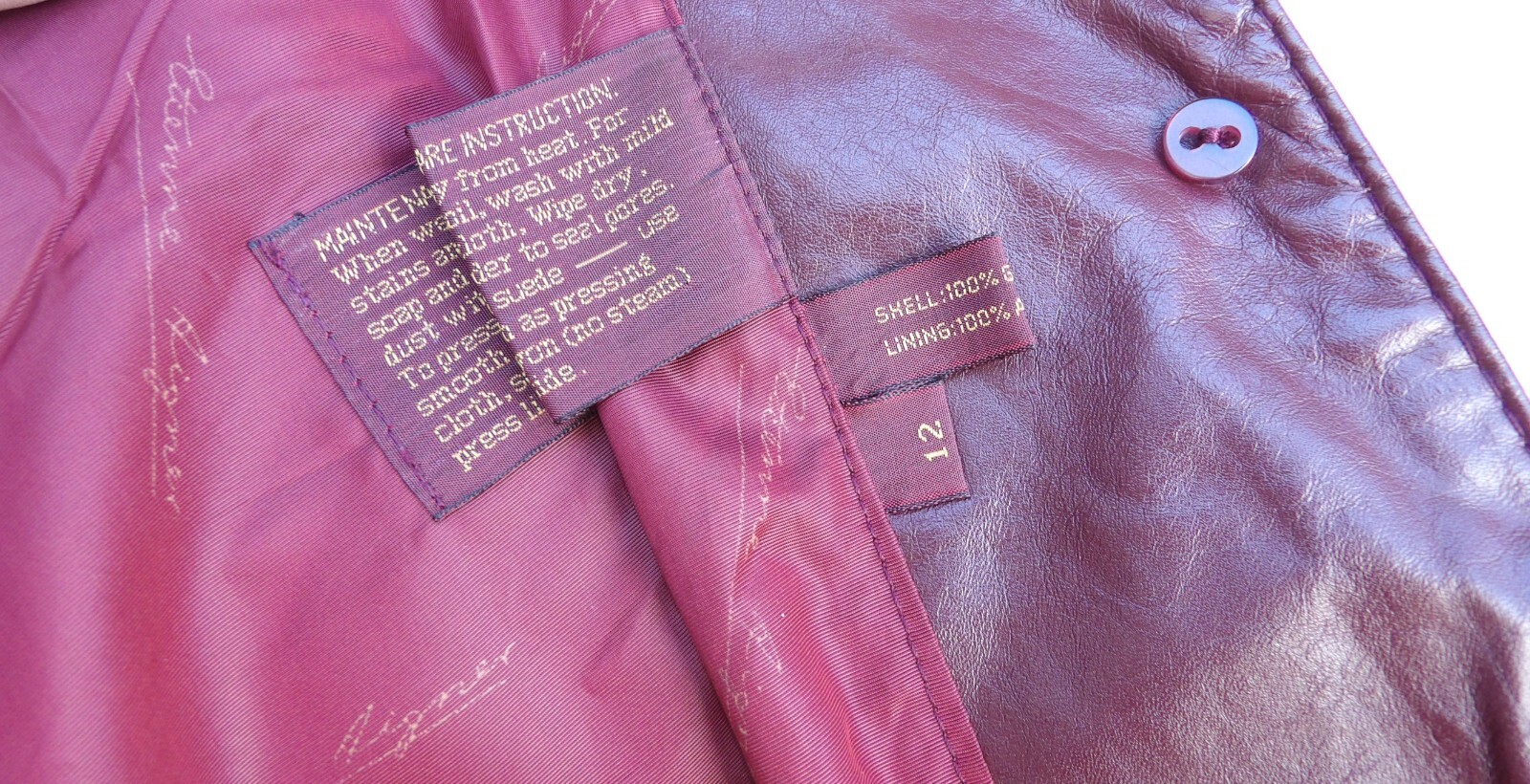 Vintage 1970s Etienne Aigner Burgundy Leather Jacket Size 12