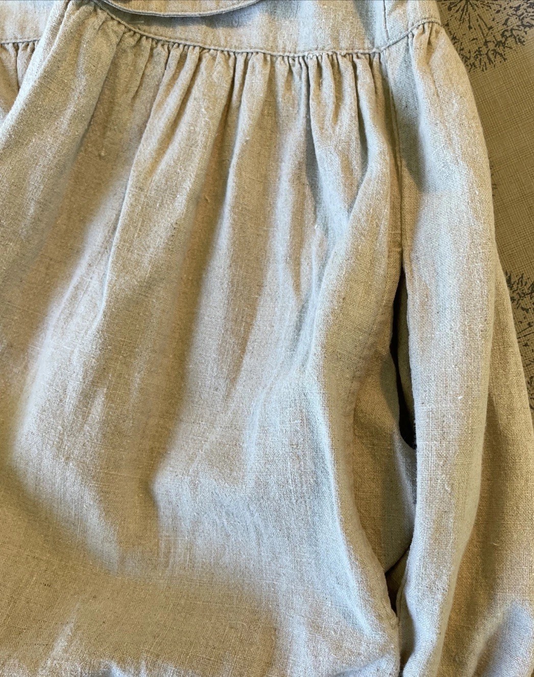 Vintage Bryn Connelly Prairie Dress Cottagecore Linen Blend Modest Pockets 14