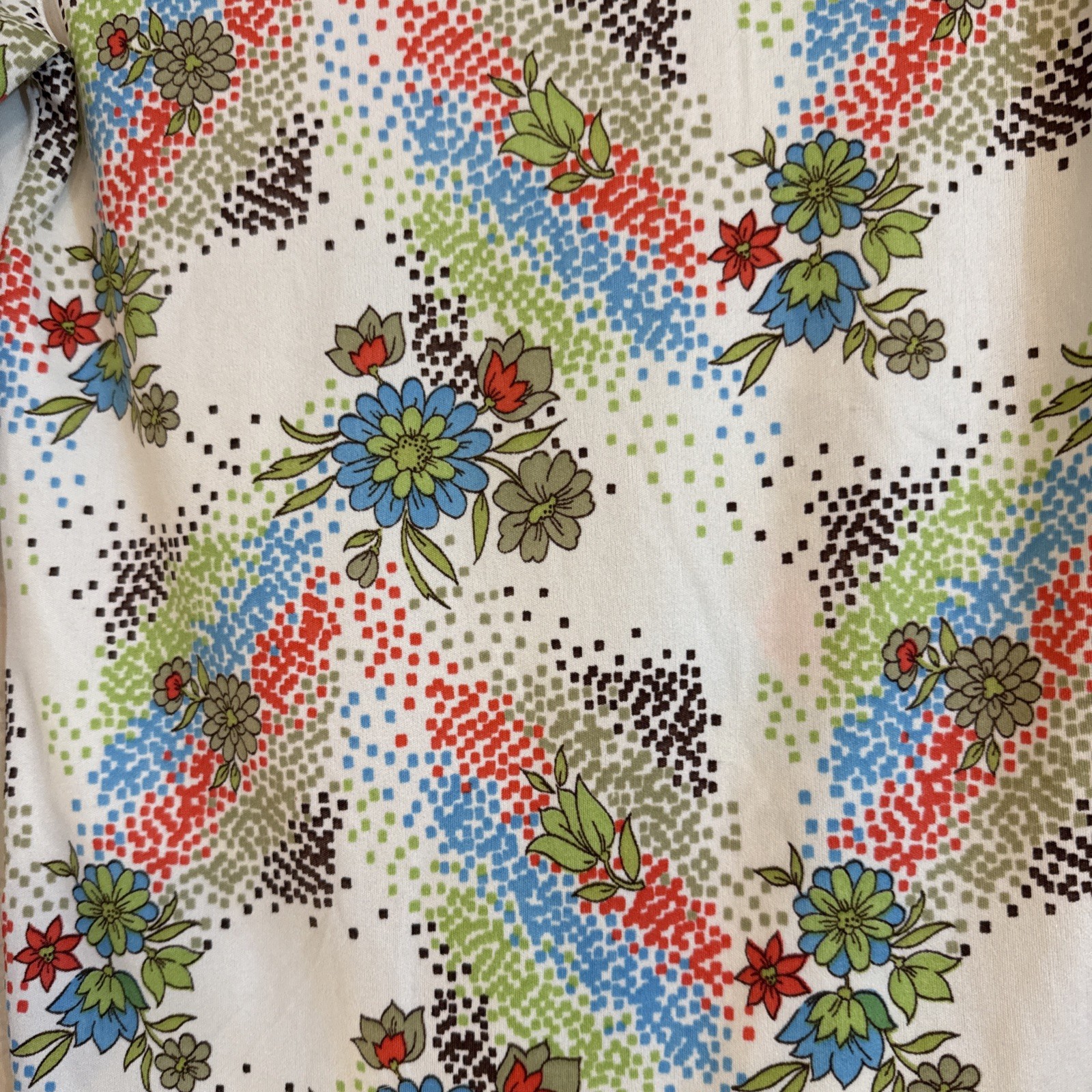 Robert Firenze Butterfly Collar Blouse Small – Floral Geometric Print Nylon NWOT