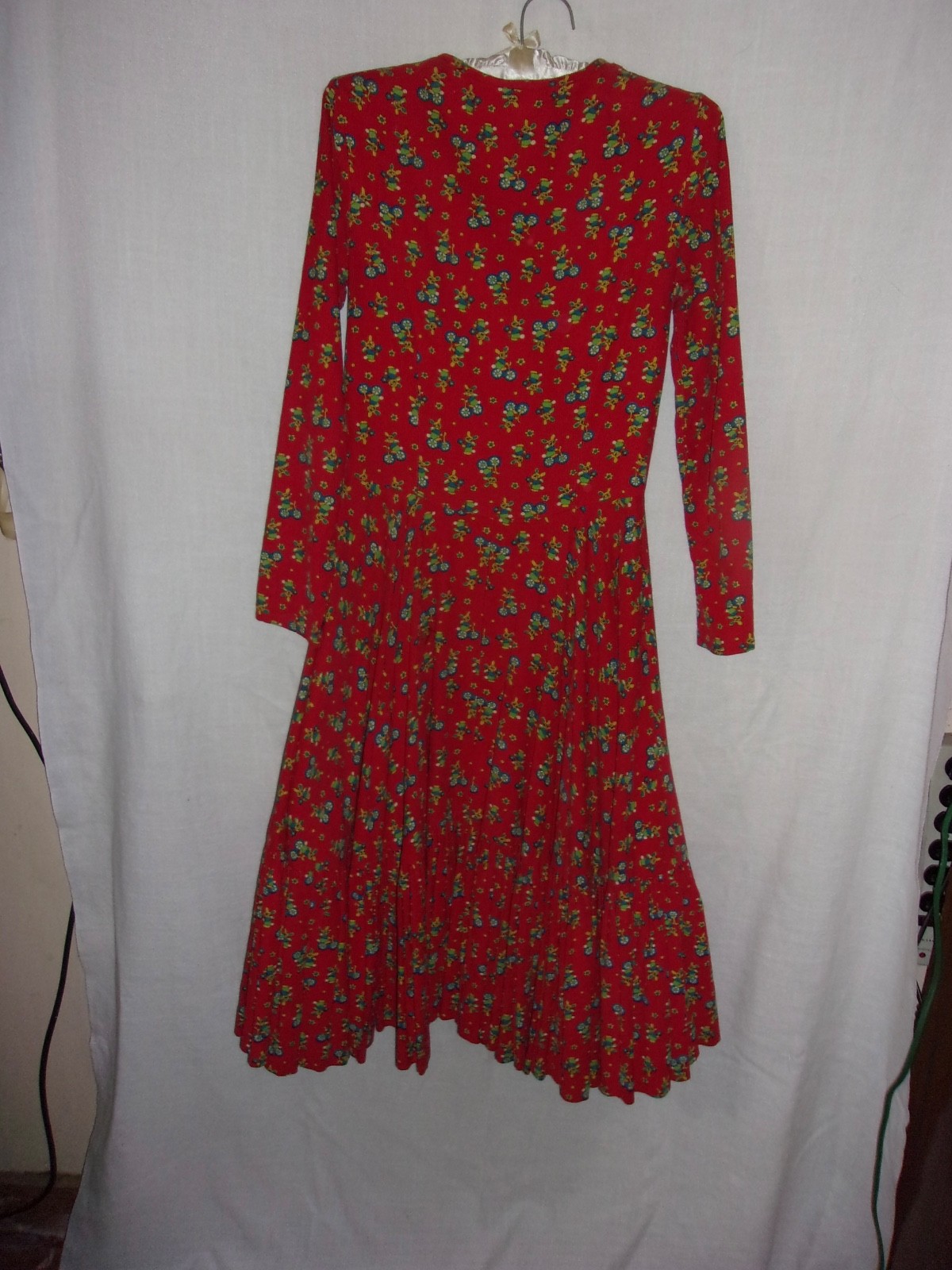 Vintage Betsy Johnson Dress Alley Cat 1970’s Maxi Red Corduroys Rockabilly 9/10