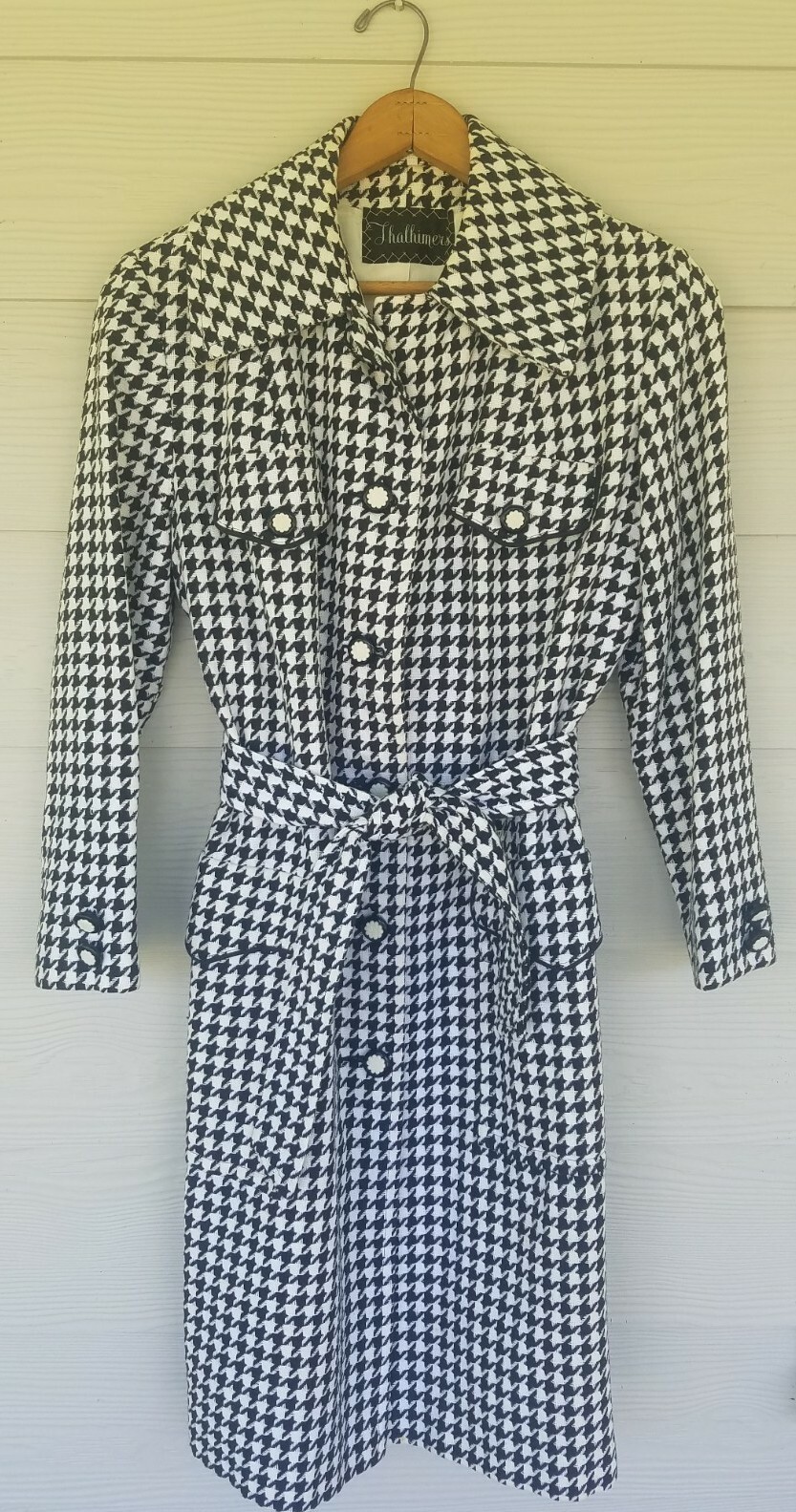 Womens Houndstooth Peacoat Jacket Vintage 50s 60s S/M Thalhimers Union Made