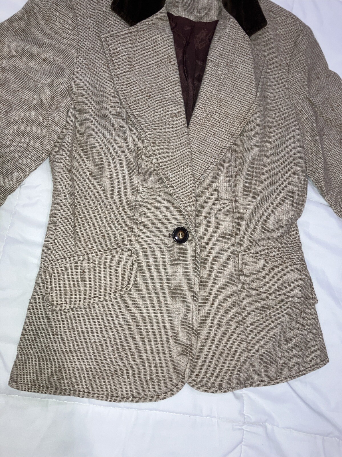 Vintage 80s-90s “The Branch” Jacket Skirt Suit Outfit Set Brown Wool? Size XS/S?