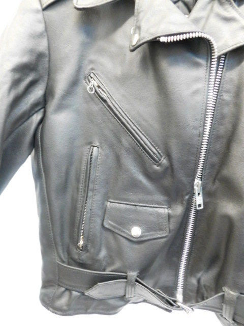 VINTAGE BLACK LEATHER MOTORCYCLE JACKET SEARS SIZE 10 SMALL BIKER COAT USA
