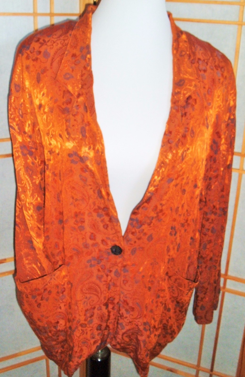 Vintage blazer Jacket Mellow Mail NY Brocade tapestry Orange cottagecore Floral