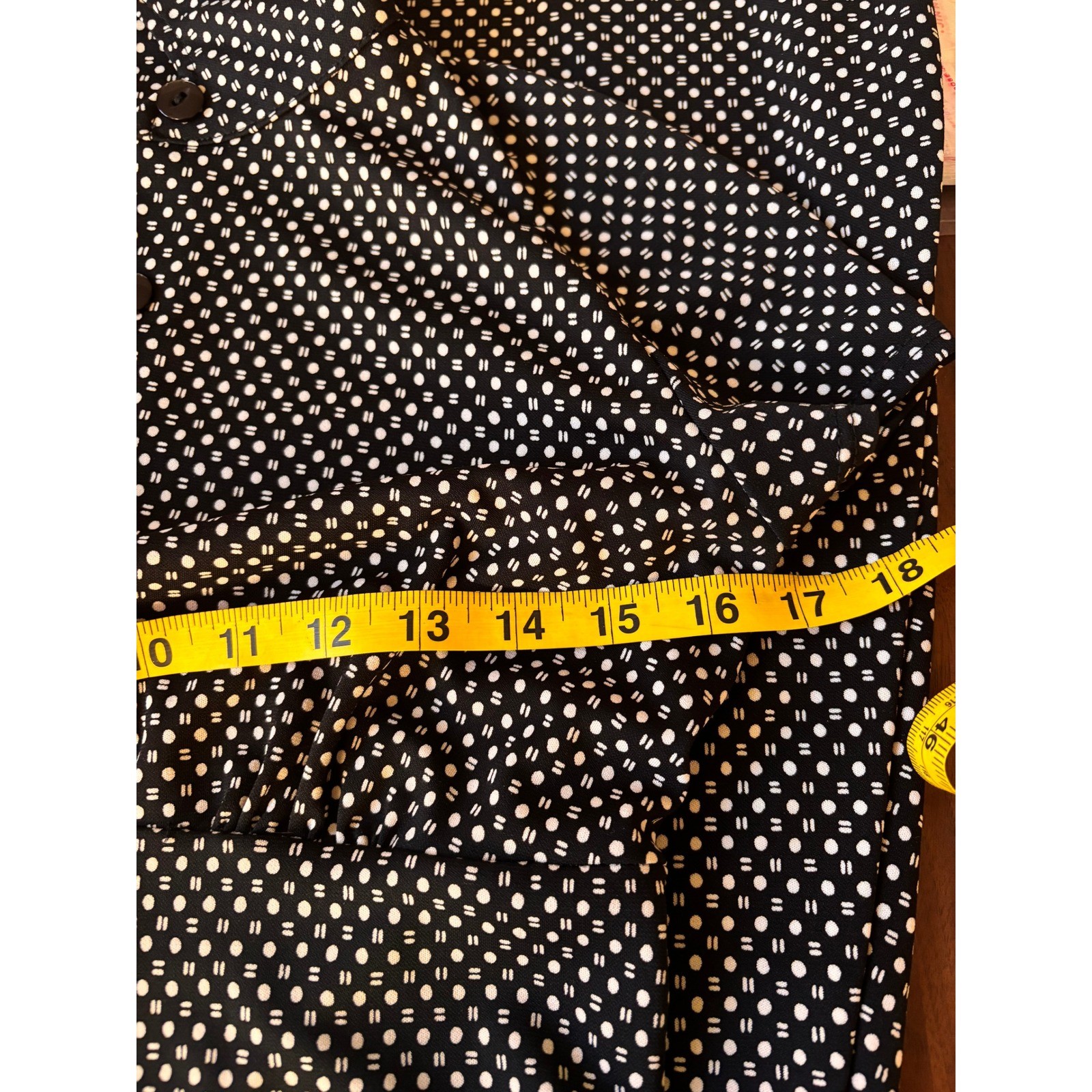 Polka Dot Geometric Byer Too! Collared Empire Waist Dress Small Black Vintage
