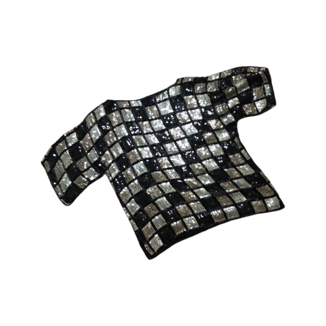 Jennifer George New York Silk Sequin Top Short Sleeve Vintage