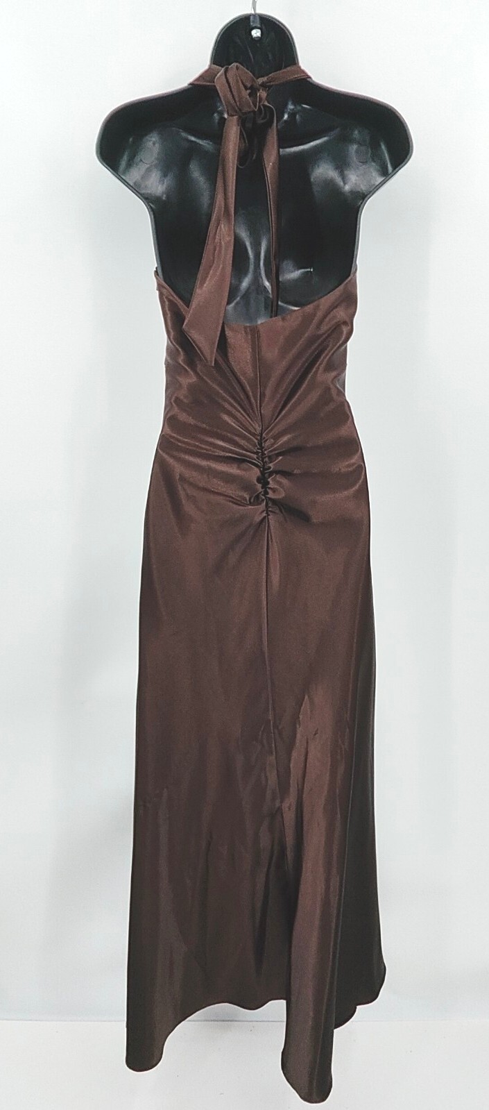 Vintage Jessica McClintock Chocolate Brown Satin Halter Gown Size 5/6