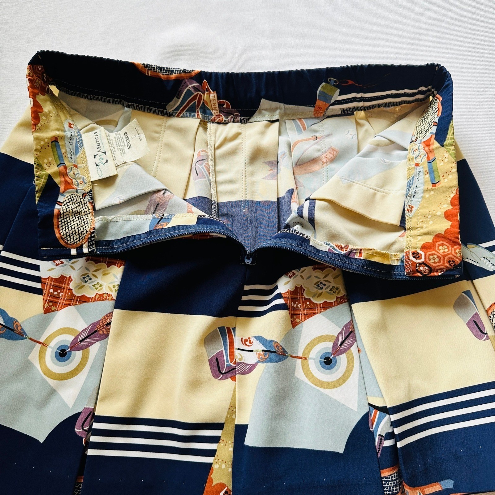 Vintage Marcia Tennis Novelty Print Pleated Mini Skirt 12 Pickleball Resortwear