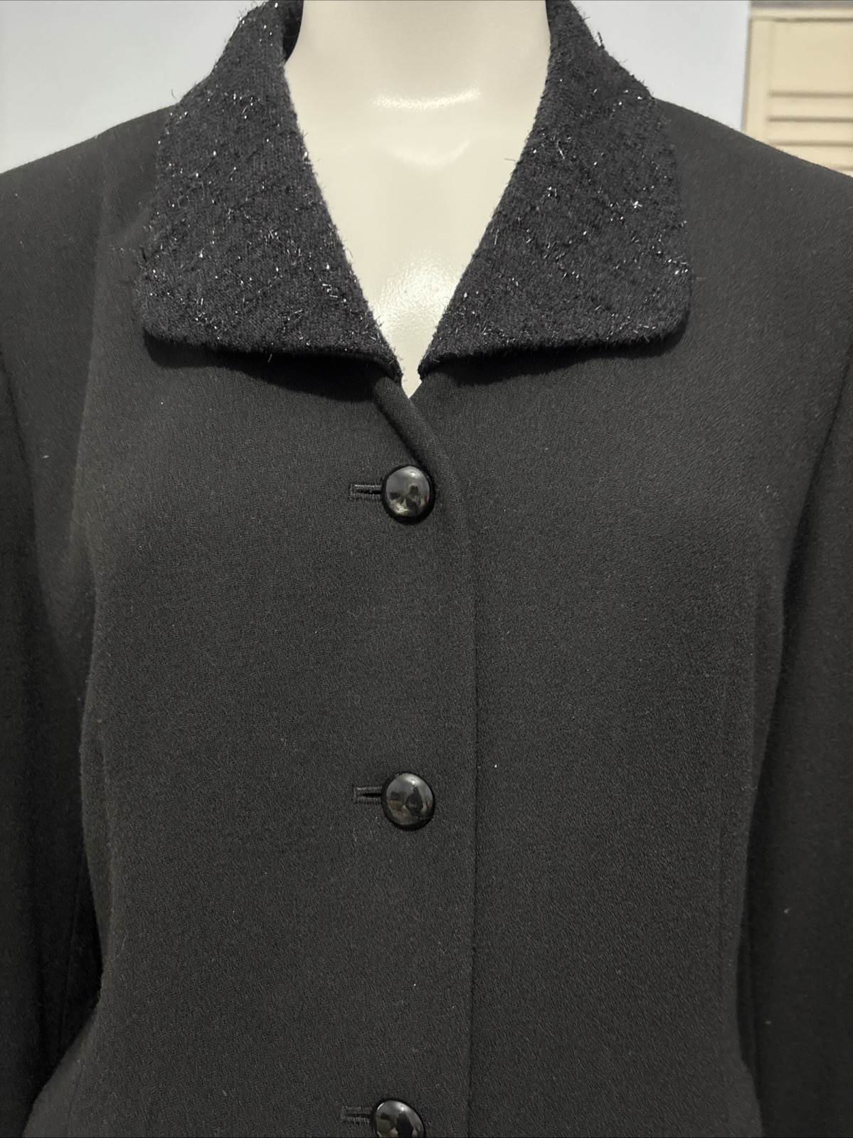 Vintage Kasper for A.S.L Chic Black Dress Buttons Down The Front Pockets Sz 8P