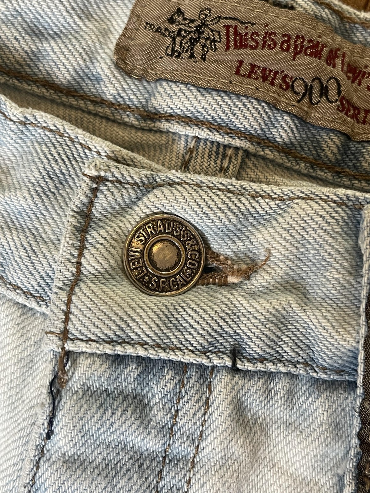 Vintage Levis 900 Series 901 Tie Dye Light Wash High Rise Tapered Jeans 24.5×27