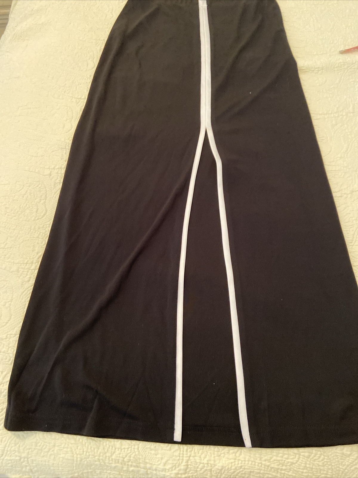 Vtg CHIC JOSEPH RIBKOFF 2 PC Halter Top Skirt Black With White Trim Slit Sz 10