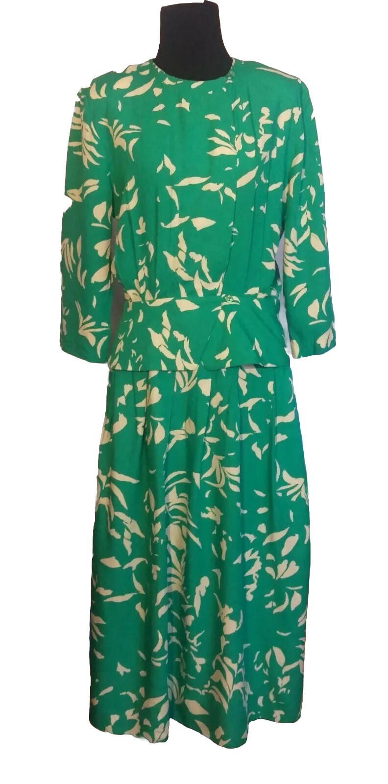 Pre-owned Vtg Prophecy Skirt Set Turquoise/White Peplum Top Pleated Skirt SM