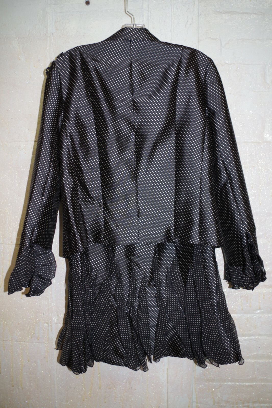 C5 Rickie Freeman for Teri Jon Polka Dot Skirt Suit Silk & Wool 12 Black & White